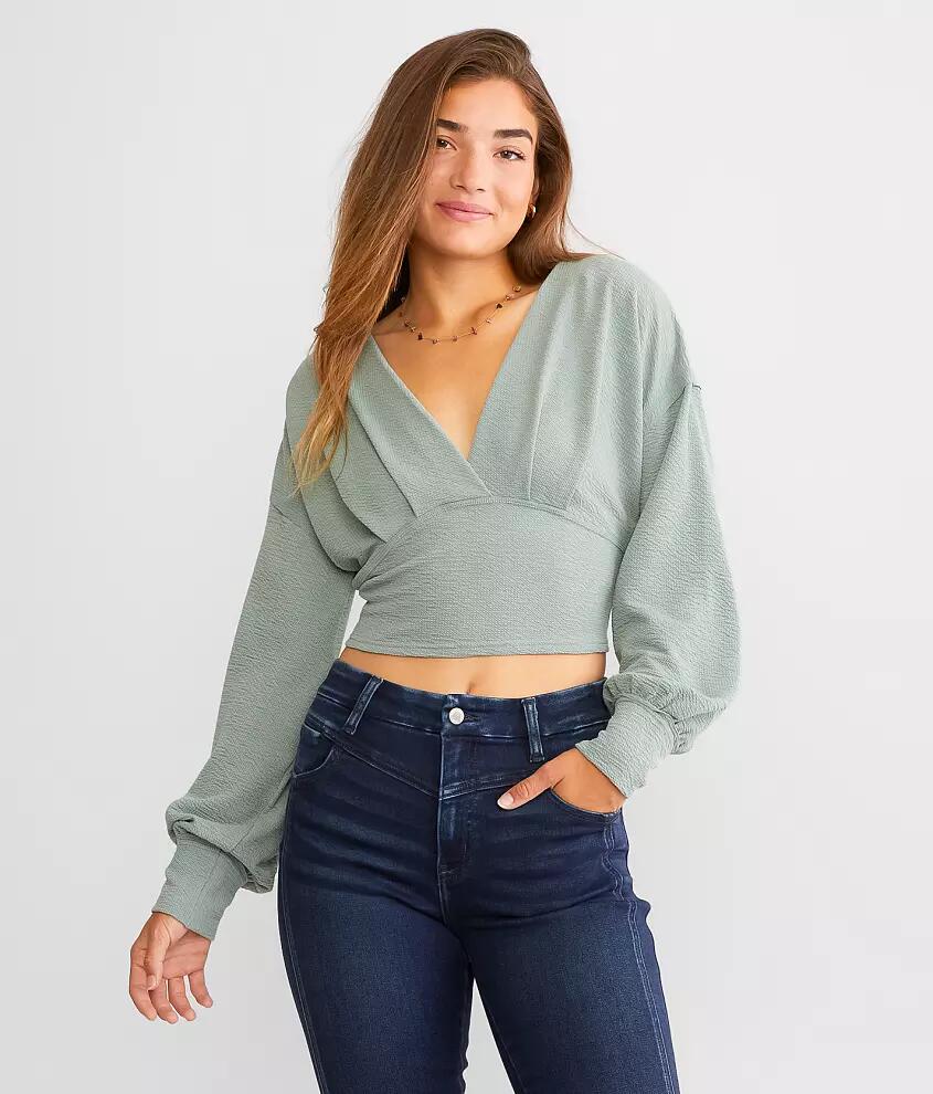 Hyfve Textured Surplice Cropped Top Cover