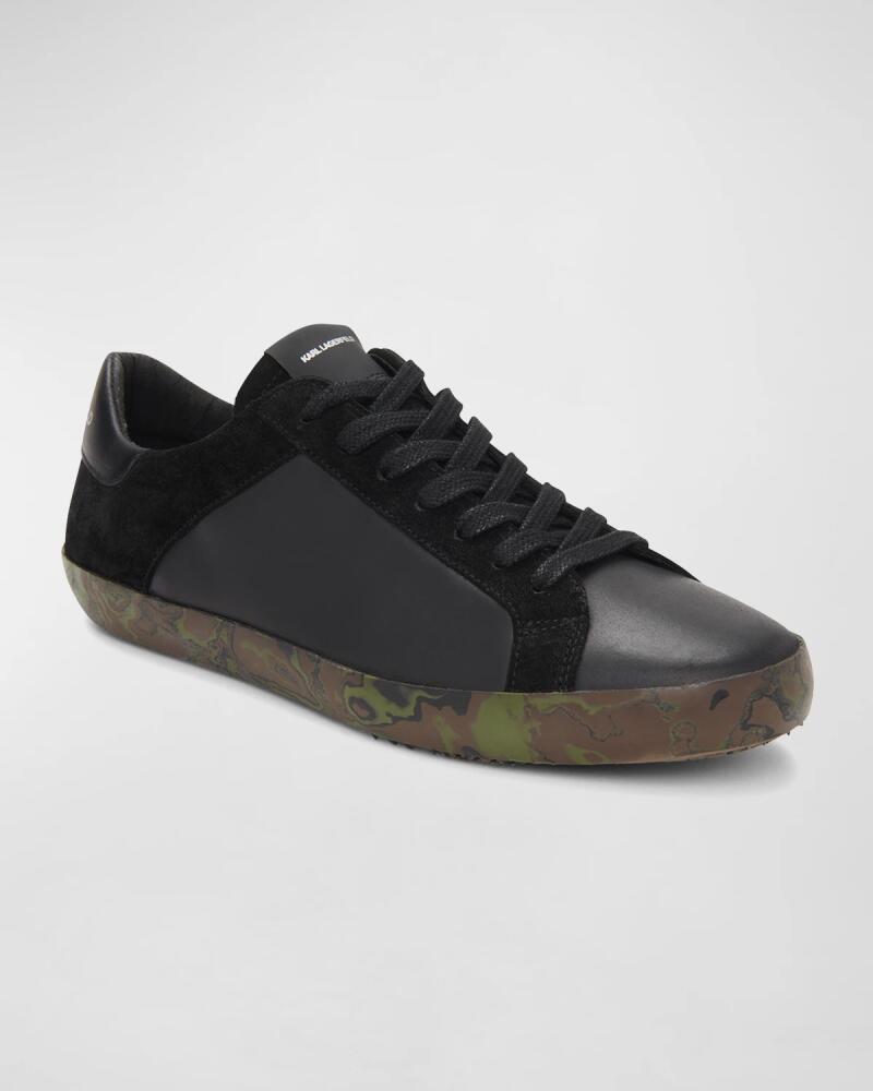 Karl Lagerfeld Paris Men's Camo-Sole Mix-Leather Low-Top Sneakers Cover