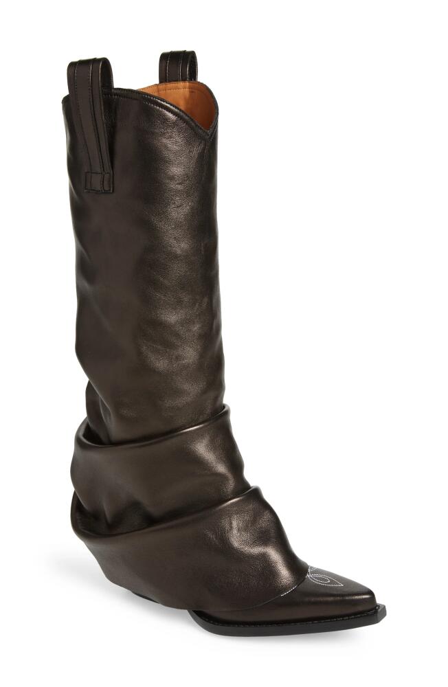 R13 Leather Sleeve Cowboy Boot in Black Leather Cover