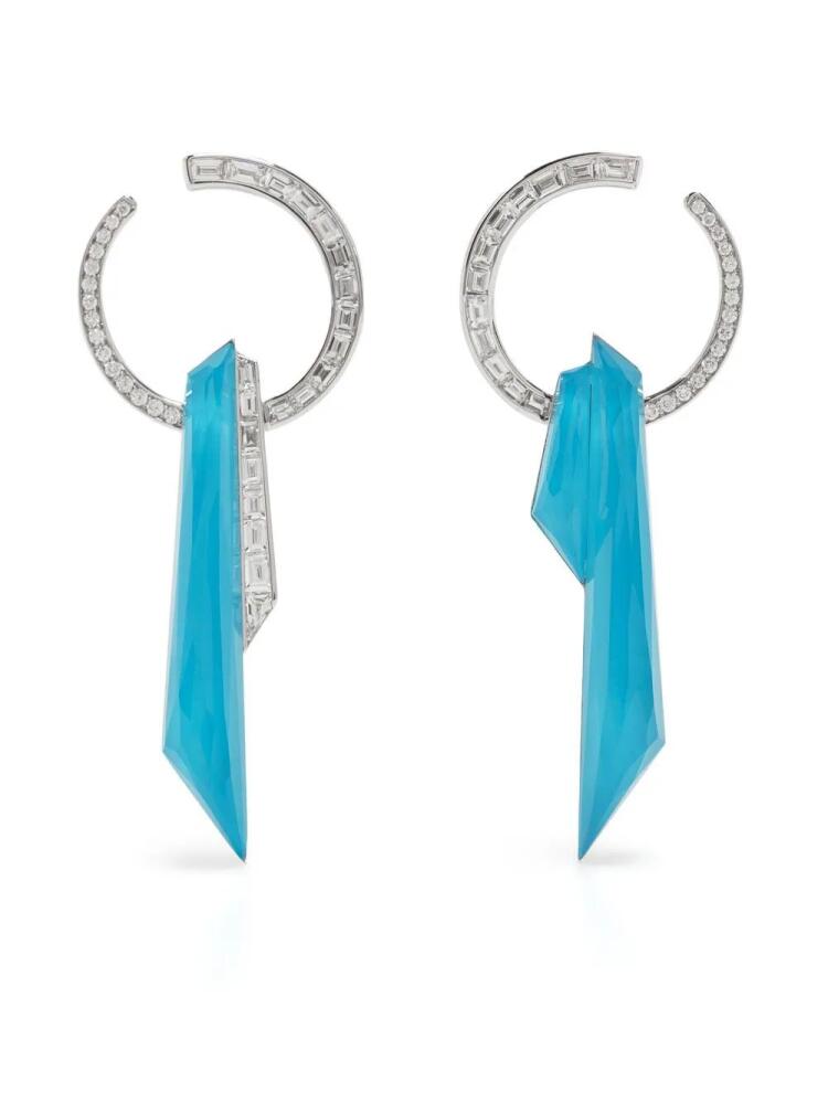 Stephen Webster 18kt white gold Shard turquoise and diamond hoop earring - Silver Cover