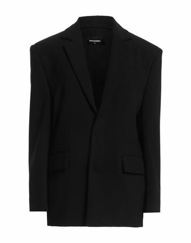 Dsquared2 Woman Blazer Black Polyester, Polyurethane, Calfskin Cover