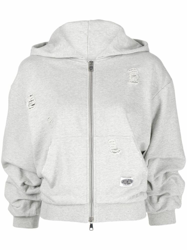 Ground Zero distressed zip-front hoodie - Grey Cover