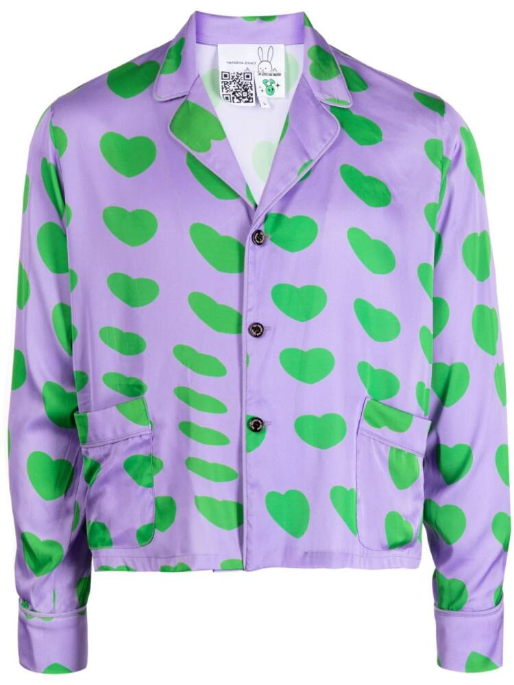 Natasha Zinko heart-print silk blend shirt - Purple Cover