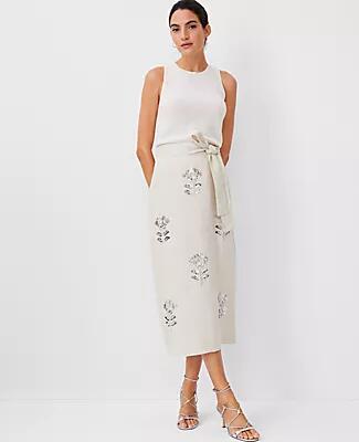 Ann Taylor Studio Collection Sequin Tie Waist Midi Skirt Cover