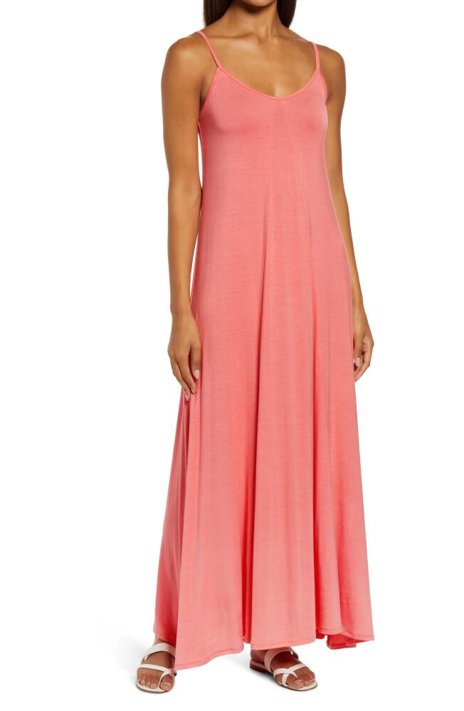 Loveappella Godet Maxi Dress in Coral Cover