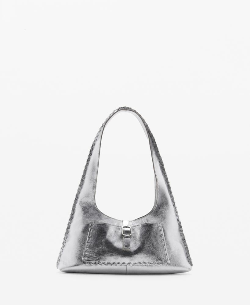 Mango Women's Leather Metallic Bag - Silver Cover