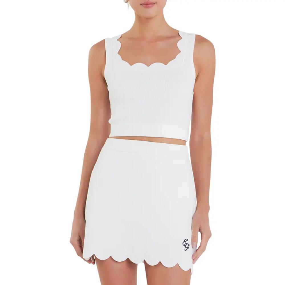 English Factory Sports Club Scallop Trim Crop Tank in Off White Cover