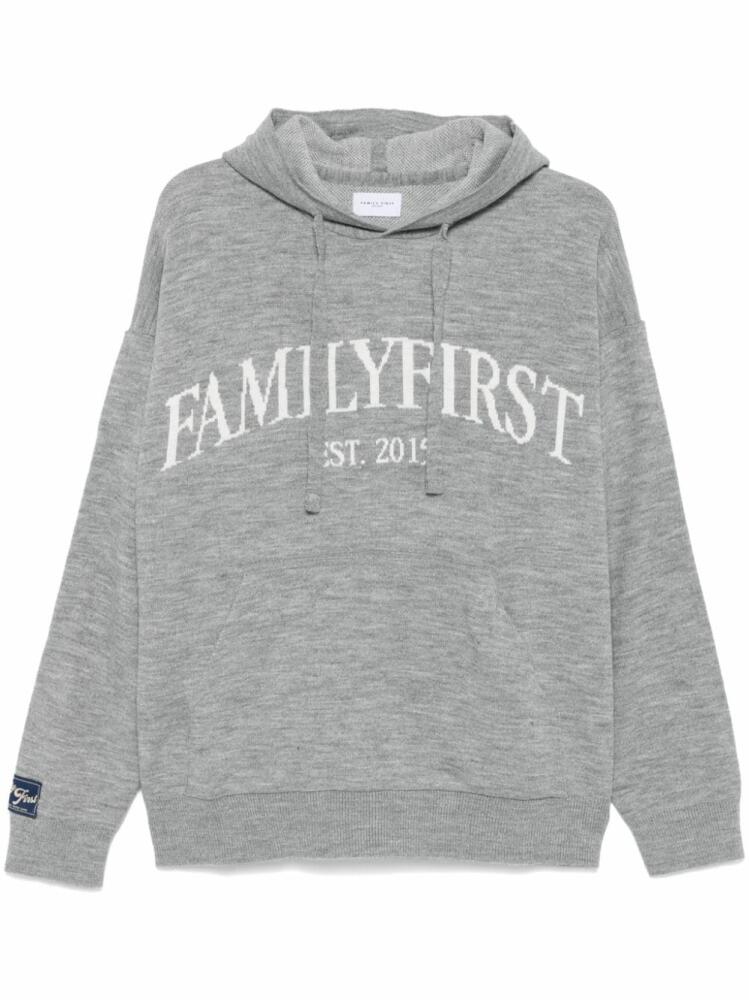 Family First logo-jacquard hoodie - Grey Cover