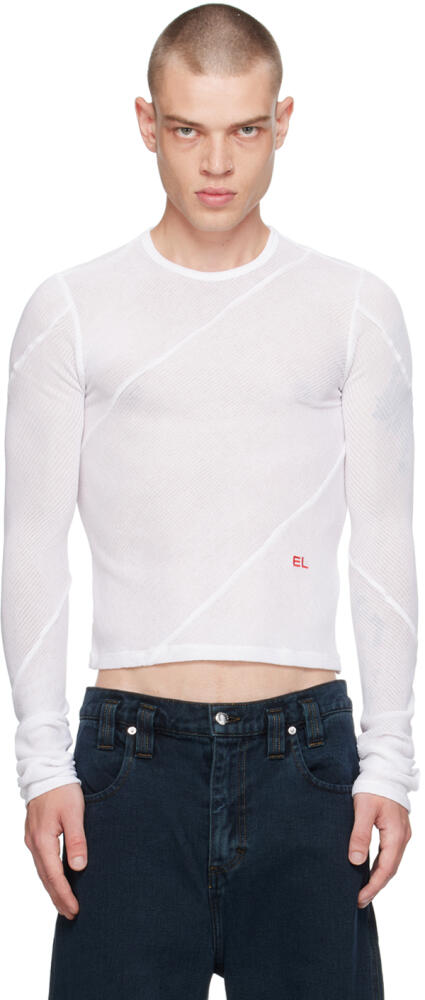 Eckhaus Latta White Spiral Long Sleeve T-Shirt Cover