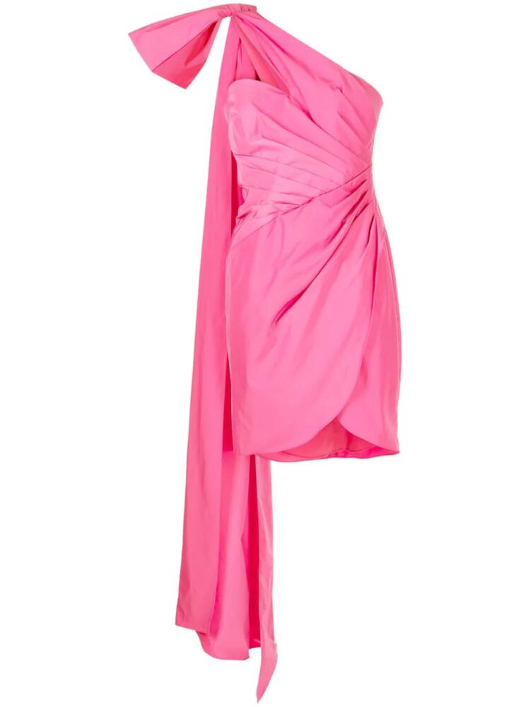 Marchesa Notte one-shoulder taffeta mini dress - Pink Cover