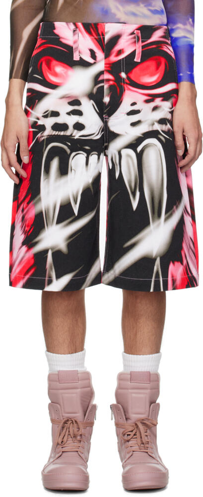 Gerrit Jacob Red & White Printed Denim Shorts Cover