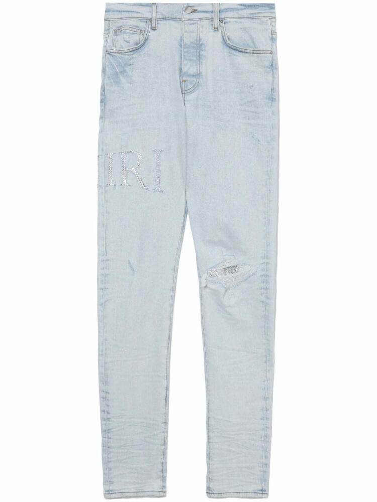 AMIRI slim-cut crystal-embellished jeans - Blue Cover