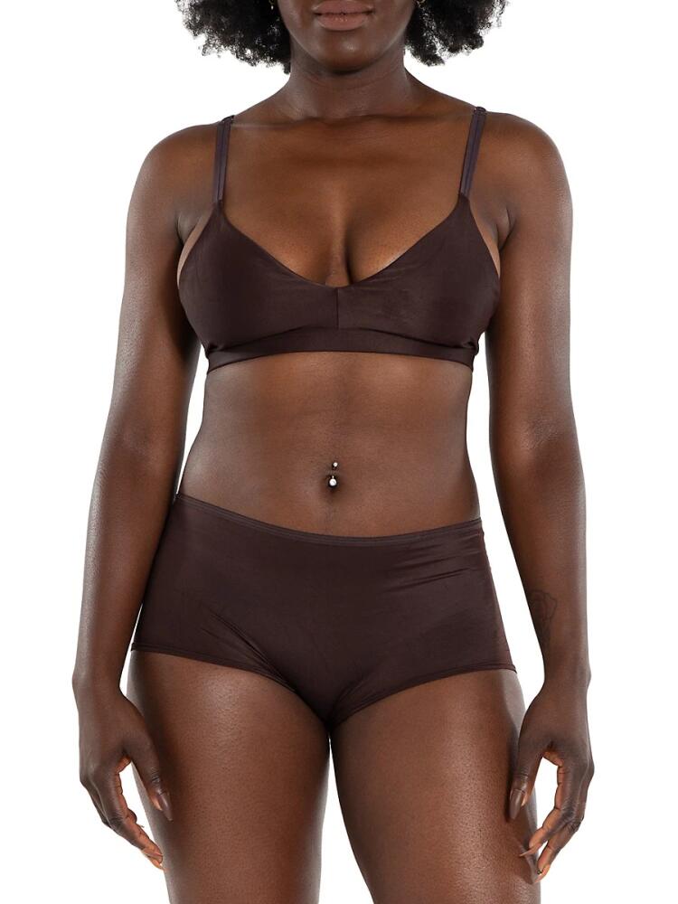 Nude Barre Women's Solid Wireless Bralette - 6PM Brown Cover