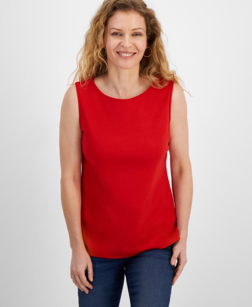 Style & Co Petite Sleeveless Boat-Neck Tank Top, Created for Macy's - Gumball Red Cover