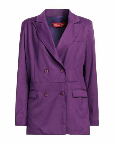 Virginia Bizzi Woman Blazer Deep purple Polyester, Viscose, Elastic fibres Cover