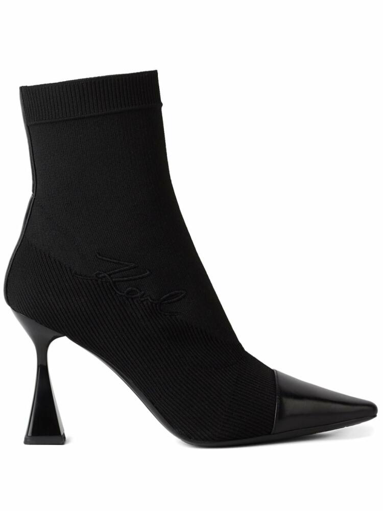 Karl Lagerfeld 90mm Debut II knitted ankle boots - Black Cover