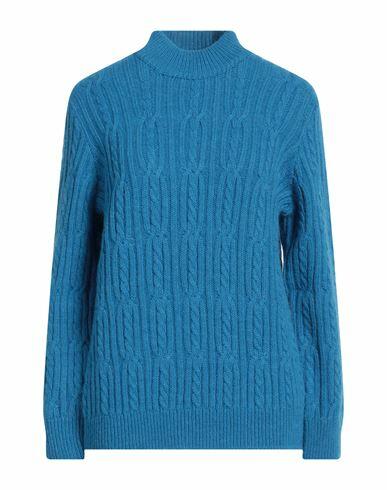 Stefanel Woman Turtleneck Blue Acrylic, Alpaca wool, Merino Wool, Wool Cover