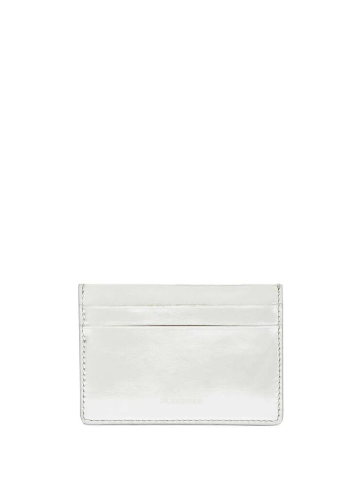 Jil Sander logo-stamp leather cardholder - Grey Cover