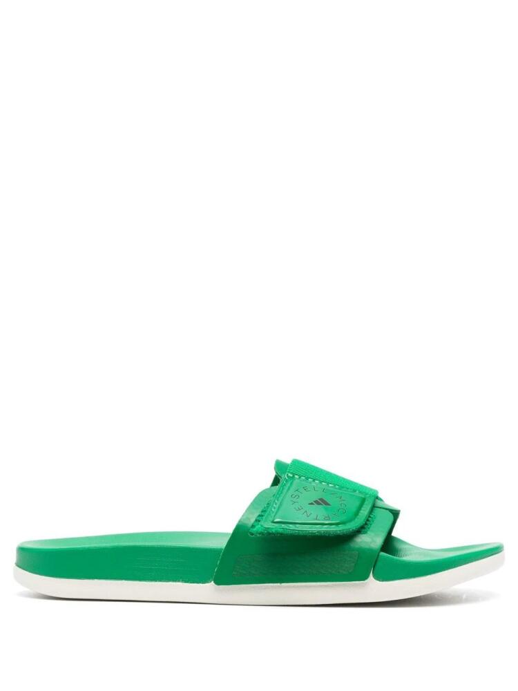 adidas by Stella McCartney logo touch-strap sliders - Green Cover