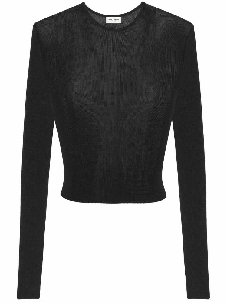 Saint Laurent round-neck fine-knit top - Black Cover