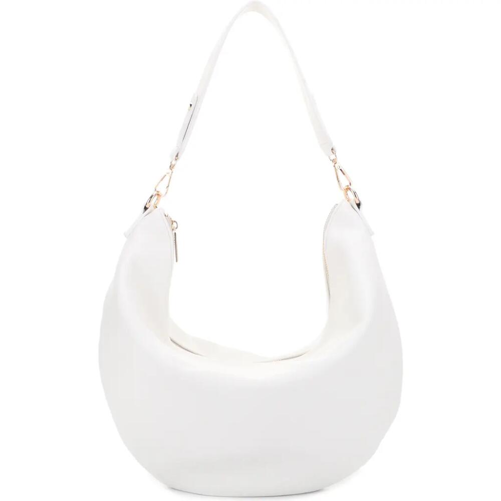 Mali + Lili Megan Recycled Vegan Leather Hobo Sling Bag in White Cover