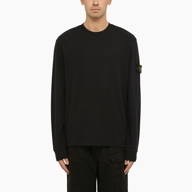 Stone Island Navy blue crew-neck sweater with logo Cover