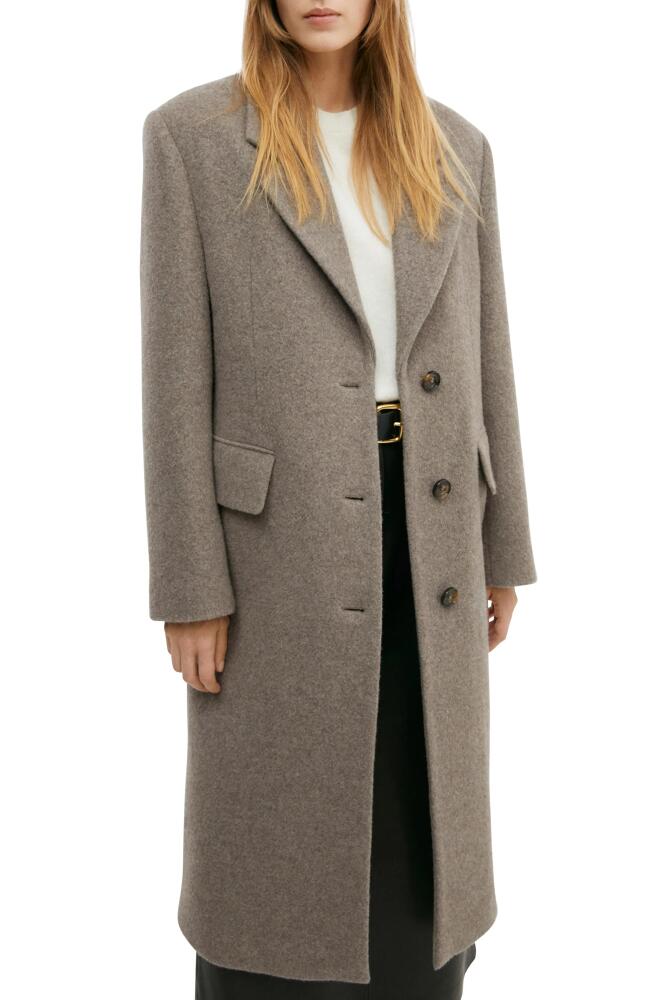 MANGO Wool Blend Topcoat in Medium Brown Cover