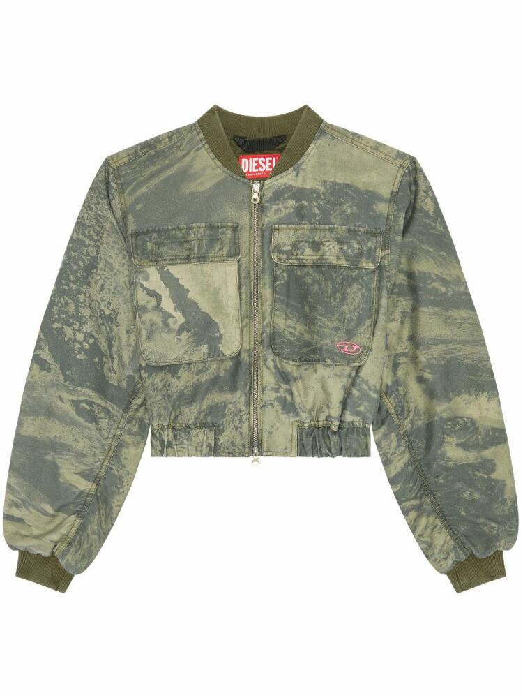 Diesel G-Khlo-Cmf planet-print bomber jacket - Green Cover