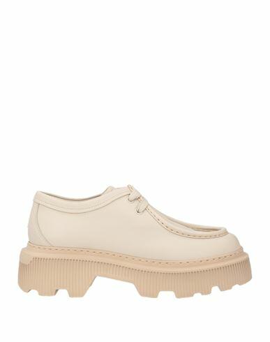 Santoni Woman Lace-up shoes Beige Leather Cover