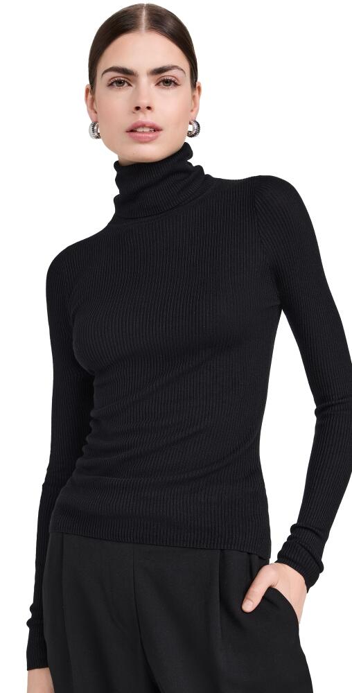 Enza Costa Silk Sweater Layering Turtleneck Black Cover