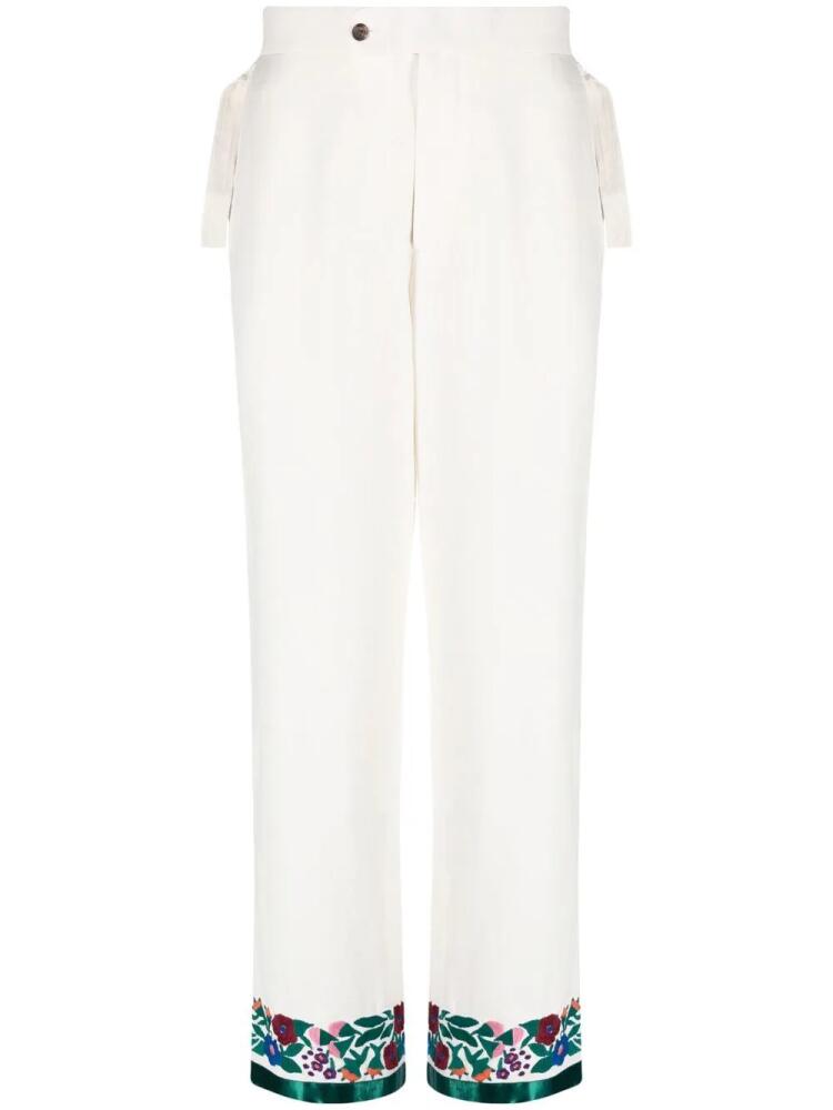 BODE embroidered-hem detail trousers - Neutrals Cover