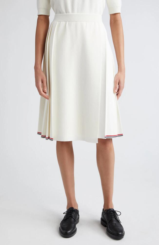 Thom Browne Pleat Back Cotton Sweater Skirt in White Cover