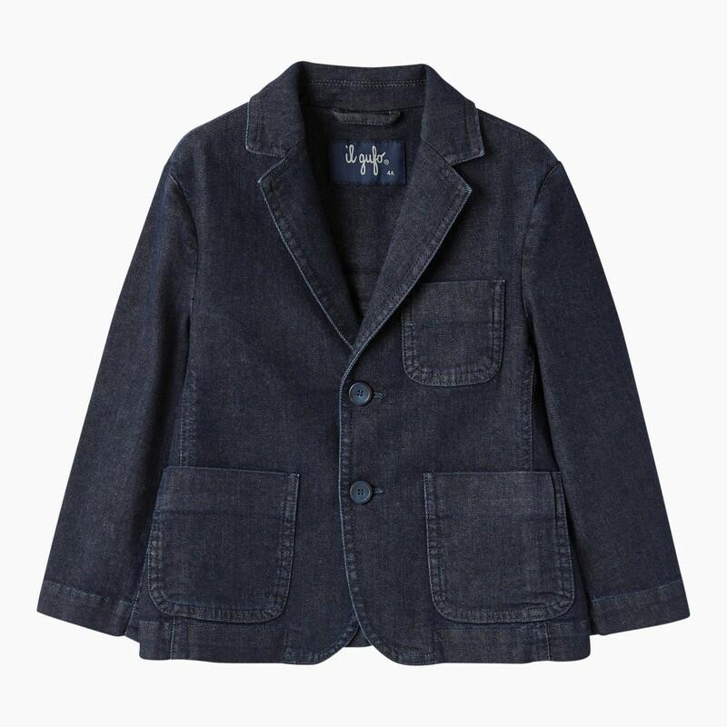 Il Gufo Blue single-breasted cotton jacket Cover