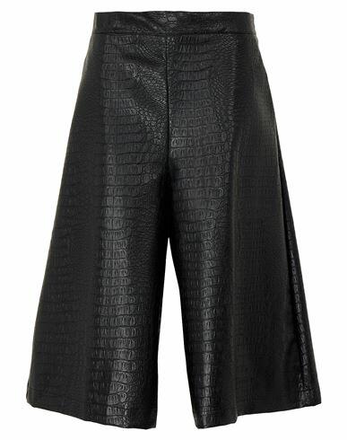 8 By Yoox Wide-leg Bermudas Woman Pants Black Polyurethane Cover