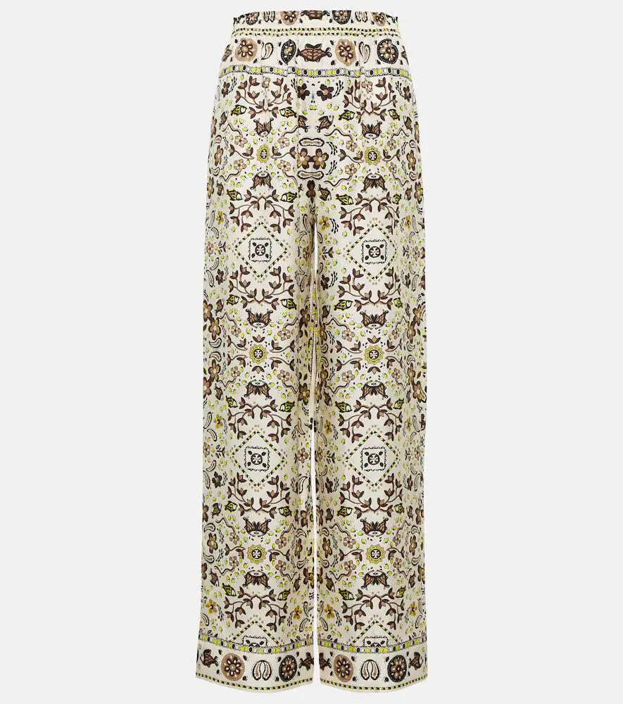 Tory Burch Printed silk wide-leg pants Cover