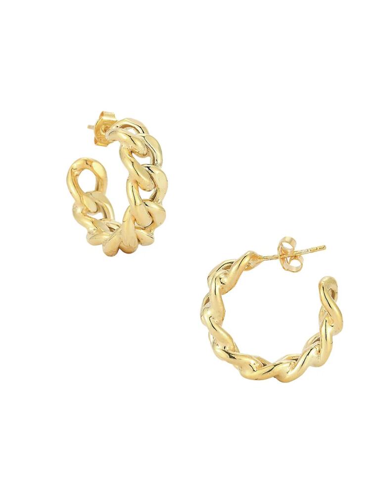 SPHERA MILANO Women's 14K Goldplated Sterling Silver Curb Chain Hoop Earrings Cover