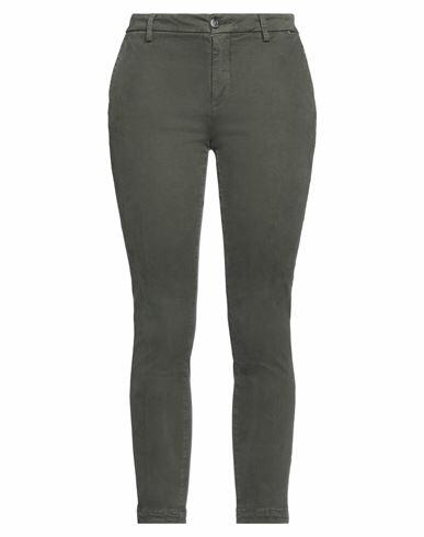 Teleria Zed Woman Pants Dark green Cotton, Lycra Cover