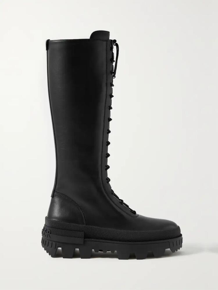 Moncler - Vail Leather Lace-up Knee Boots - Black Cover