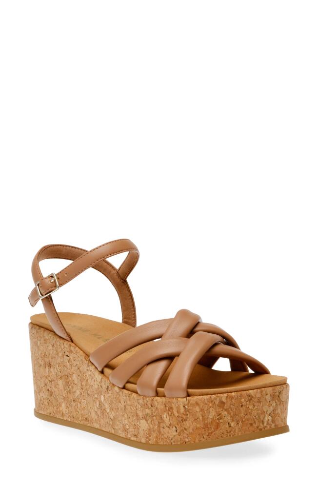 Anne Klein Valencia Platform Wedge Sandal in Tan Smooth Cover