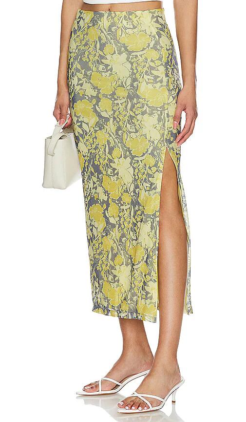 Free People Rosalie Mesh Midi Skirt In Black Combo Rosalie in Yellow Cover