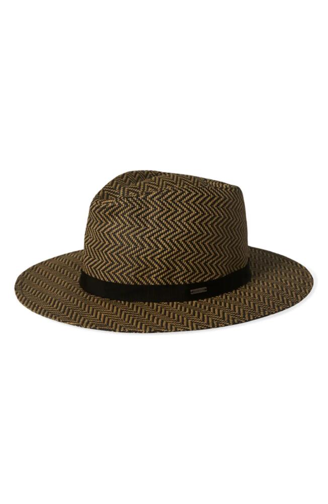 Brixton Carolina Herringbone Straw Packable Sun Hat in Black/Natural Cover