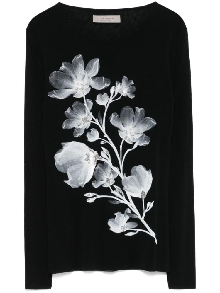 D.Exterior floral-print T-shirt - Black Cover