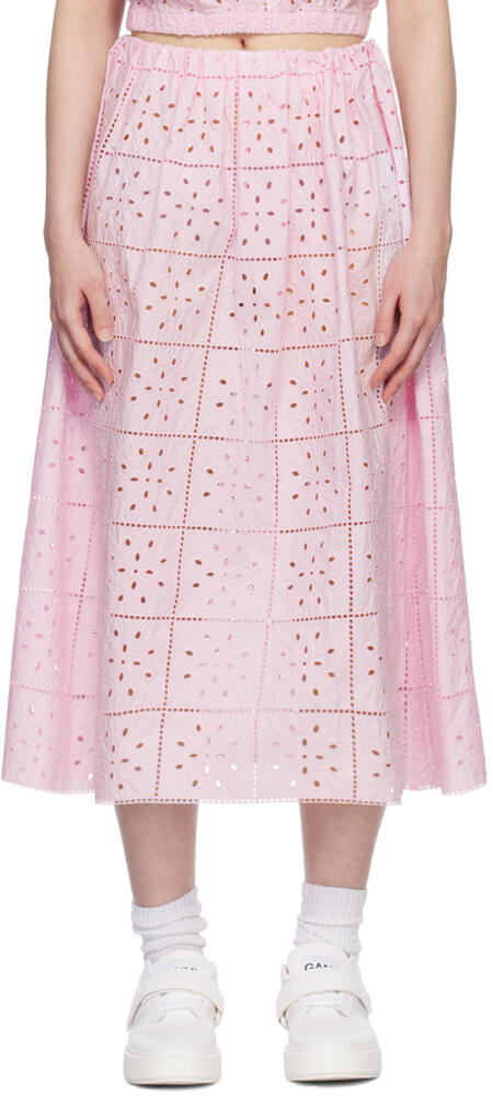 GANNI Pink Elasticized Midi Skirt Cover