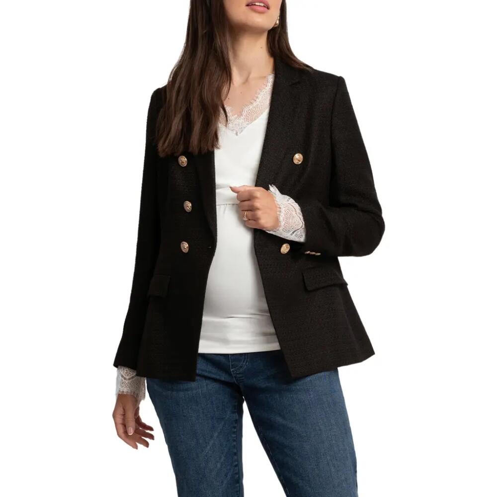 Seraphine Tweed Maternity Blazer in Black Cover