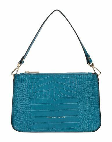 Tuscany Leather Cassandra Pochette Woman Handbag Azure Soft Leather Cover