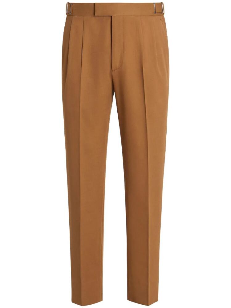 Zegna pleated cotton-wool trousers - Brown Cover