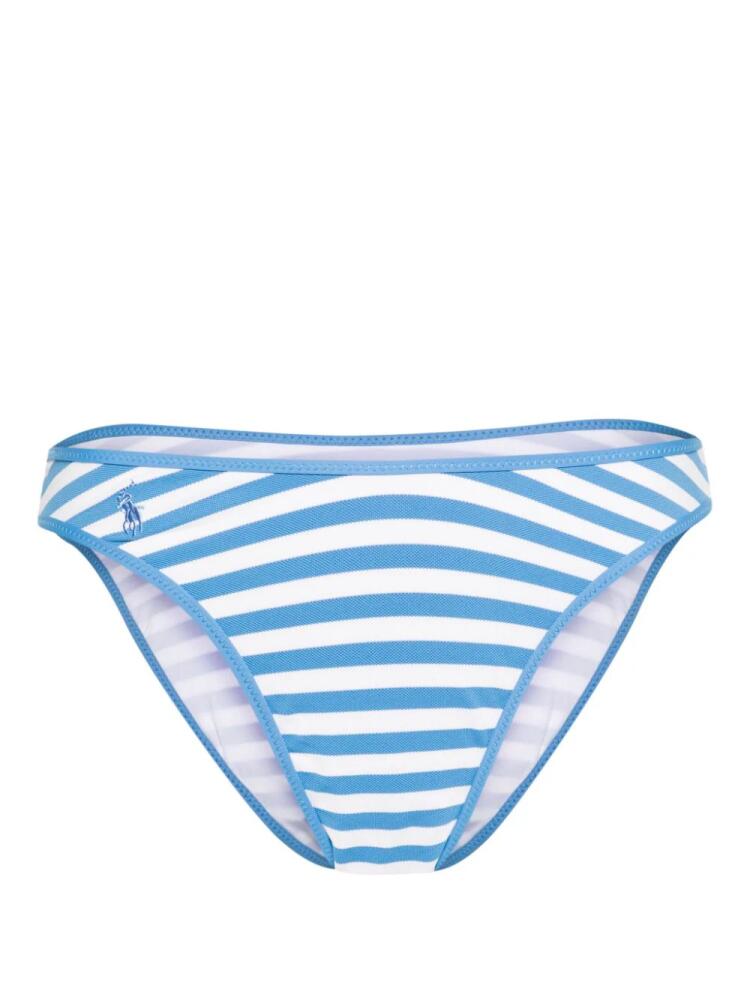 Polo Ralph Lauren striped piqué-weave bikini bottom - Blue Cover