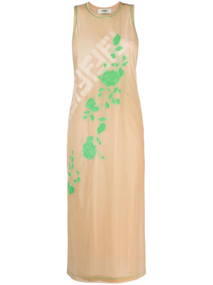 FENDI Fendi Roses sleeveless midi dress - Neutrals Cover