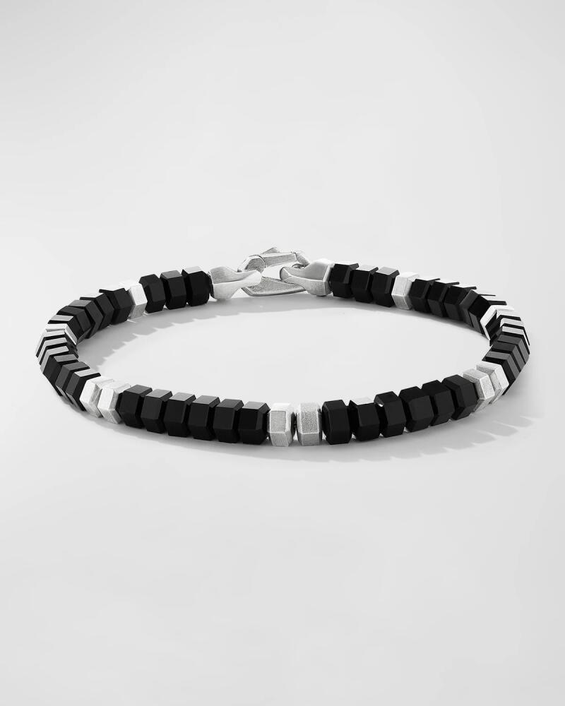 David Yurman Men's Hex Bead Bracelet in Silver with Black Onyx, 6mm, 7.5"L Cover