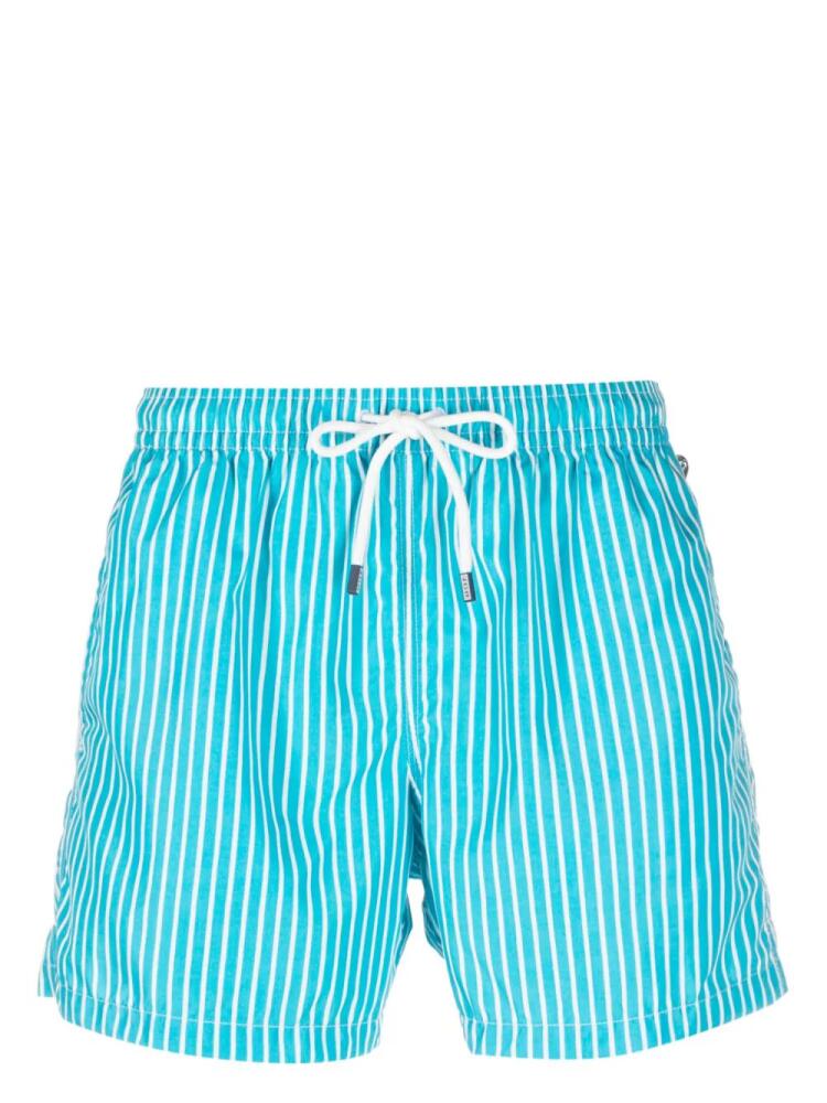 Fedeli Madeira striped-print swim shorts - Blue Cover